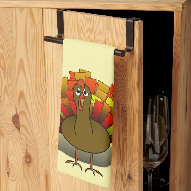 Worried Turkey Thanksgiving  Tea Towel (Thirds Fold)