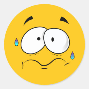 Worried Yellow Emoji Classic Round Sticker
