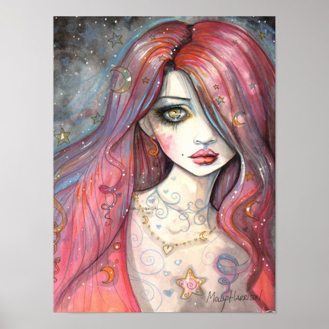 Worry 12 x 16 Poster Contemporary Girl Fantasy Art (Front)