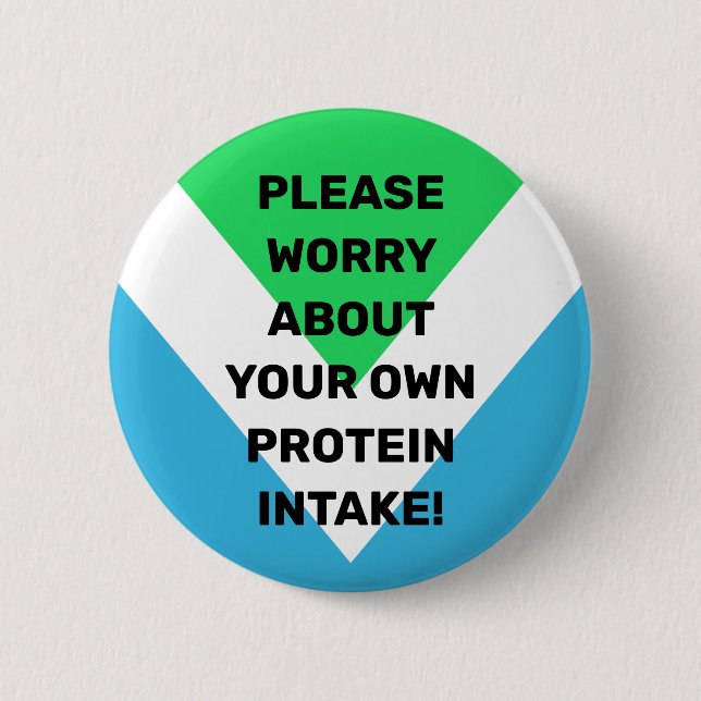 "Worry about your own protein intake" vegetarian's 6 Cm Round Badge (Front)