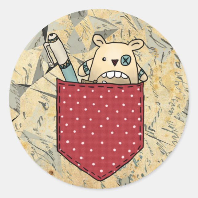 Worry Eater Pocket Classic Round Sticker (Front)