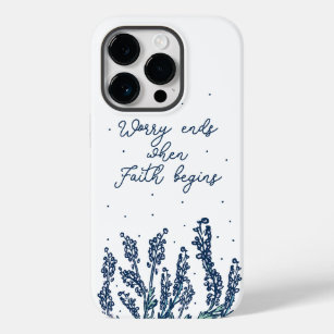 WORRY ENDS WHEN FAITH GEGINS RELIGION FAITH QUOTE Case-Mate iPhone 14 PRO CASE