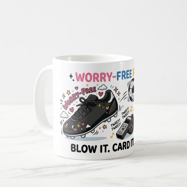 Worry-Free Ref Kit — Funny Kawaii Soccer Referee  Coffee Mug (Front Left)