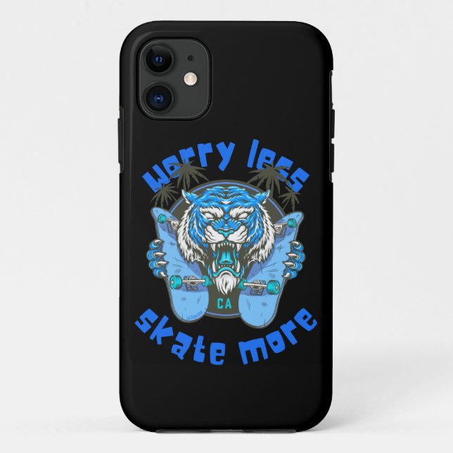 WORRY LESS SKATE MORE tiger edition Case-Mate iPhone Case (Back)