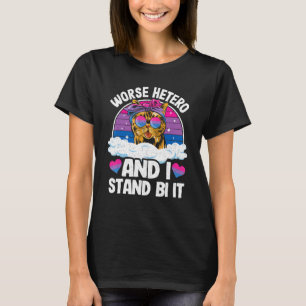 Worse Hetero And I Stand Bi It Cat Bisexual Flag B T-Shirt