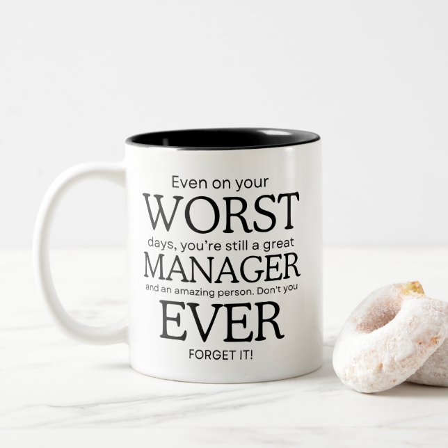 Worst Manager Ever Two-Tone Coffee Mug (With Donut)