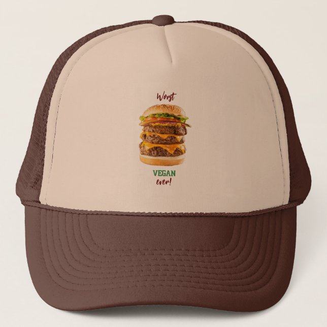 Worst Vegan - Vegan-Anti vegan-Bad vegan-Eat Meat- Trucker Hat (Front)