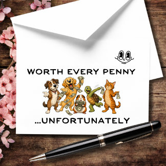 Worth Every Penny Funny Pet Humour Thank You Card