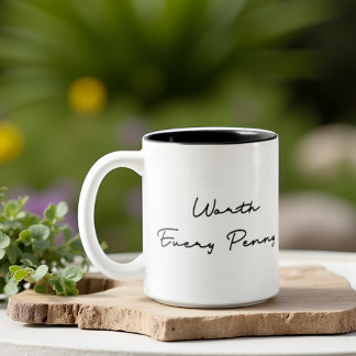 Worth Every Penny Quote Two-Tone Coffee Mug