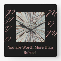 Worth More Than Rubies Square Wall Clock