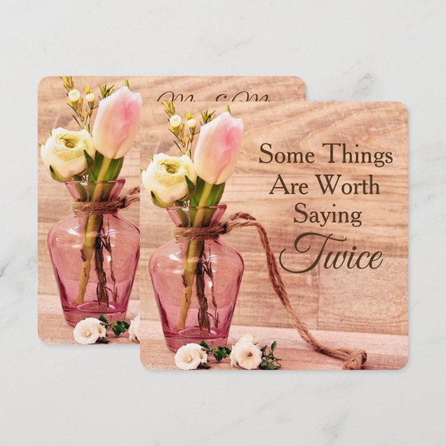 "Worth Saying It Twice" Wedding Vow Renewal Invite (Front/Back)