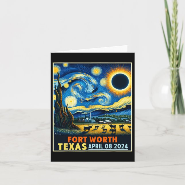 Worth Texas Total Solar Eclipse 2024 Starry Night  Card (Front)