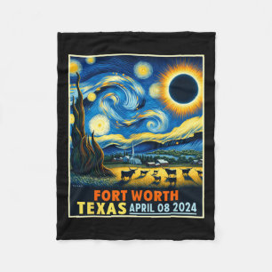 Worth Texas Total Solar Eclipse 2024 Starry Night Fleece Blanket
