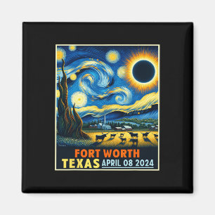 Worth Texas Total Solar Eclipse 2024 Starry Night Magnet