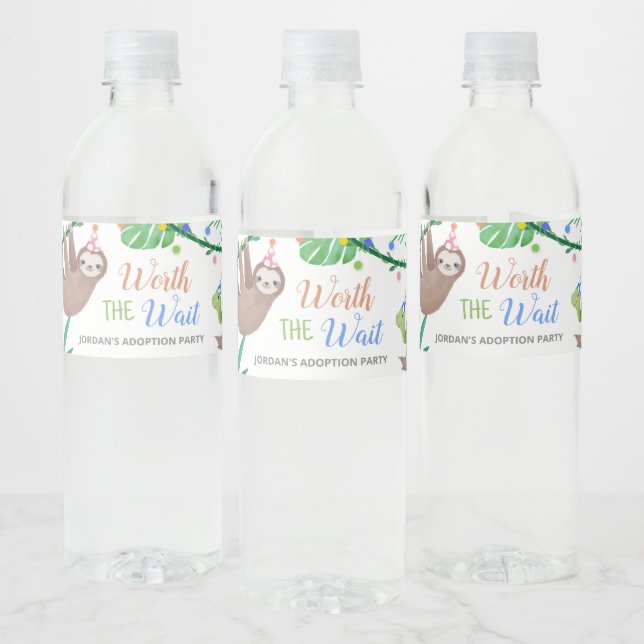 Worth the Wait Adoption Party Water Bottle  Water Bottle Label (Bottles)