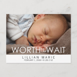 Worth the Wait Baby Announcement Postcard