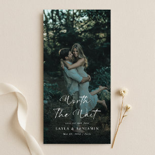 Worth the Wait   Delayed Wedding Elegant Photo Save The Date