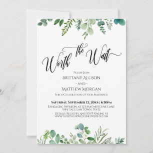 Worth the Wait Eucalyptus Greenery Reception Invitation