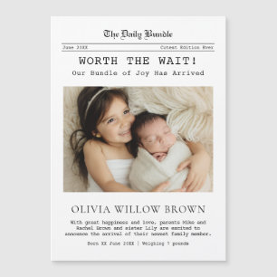 Worth the Wait, Newspaper Newborn Magnetic Card