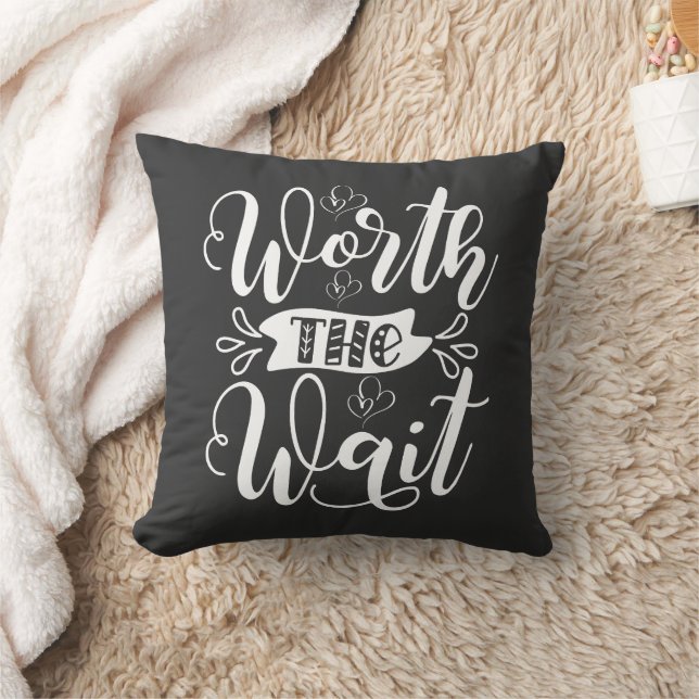 Worth the Wait outfit, Rainbow Baby announcement Cushion (Blanket)