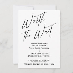 Worth the Wait Postponed Wedding Announcement