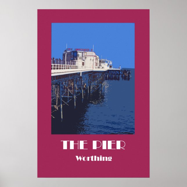 Worthing Pier 1920s-style retro poster (Front)