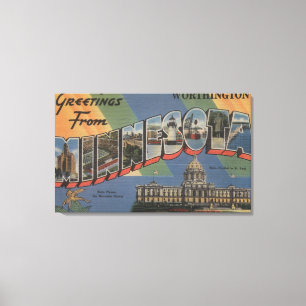 Worthington, Minnesota - Large Letter Scenes Canvas Print