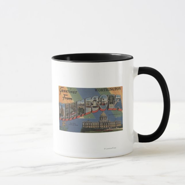 Worthington, Minnesota - Large Letter Scenes Mug (Right)