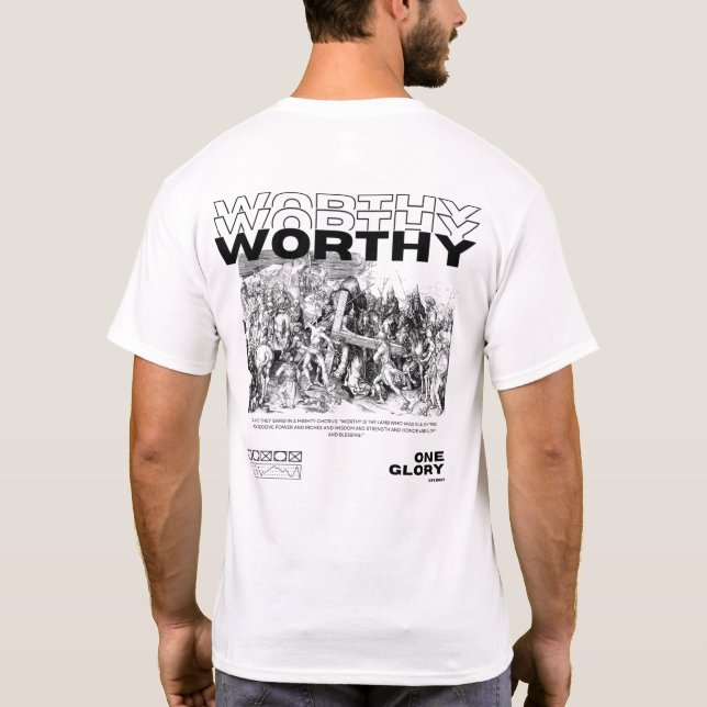 Worthy is the Lamb black lettering  T-Shirt (Back)