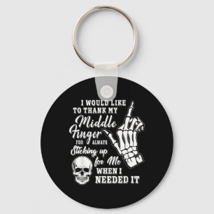 Would Like To Thank Middle Finger Skeleton Key Ring
