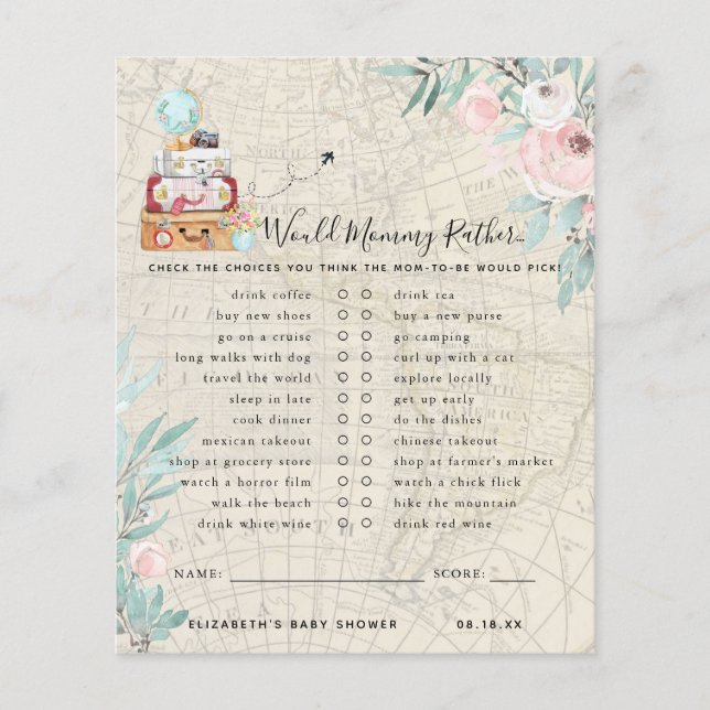 Would Mummy Rather | Baby Shower Game (Front)