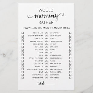 Would Mummy Rather Baby Shower Game