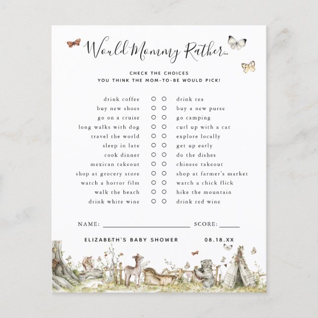 Would Mummy Rather | Baby Shower Game (Front)