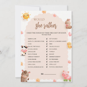 Would Mummy Rather Baby Shower Game Card