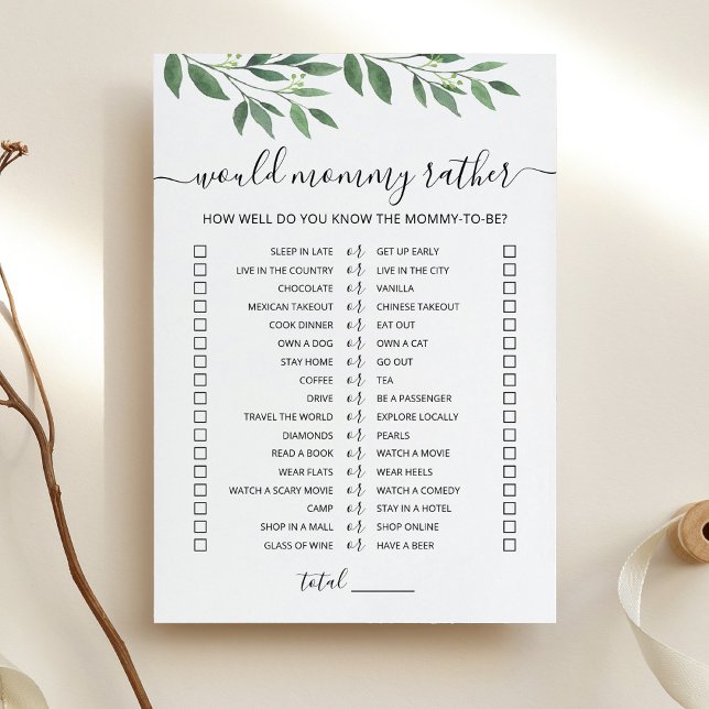 Would Mummy Rather Baby Shower Game Card (Creator Uploaded)