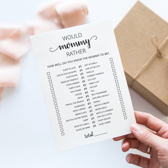 Would Mummy Rather Baby Shower Game Card (Creator Uploaded)