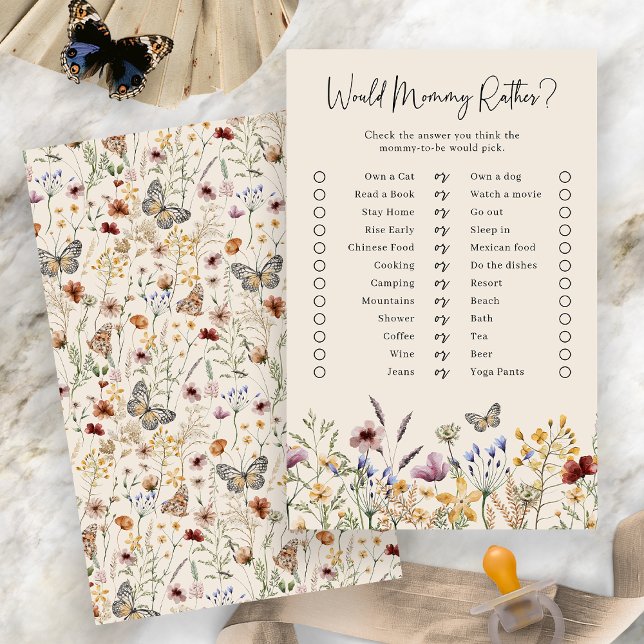Would Mummy Rather Game (Boho Floral Would Mommy Rather Game by Painted Paperie
)