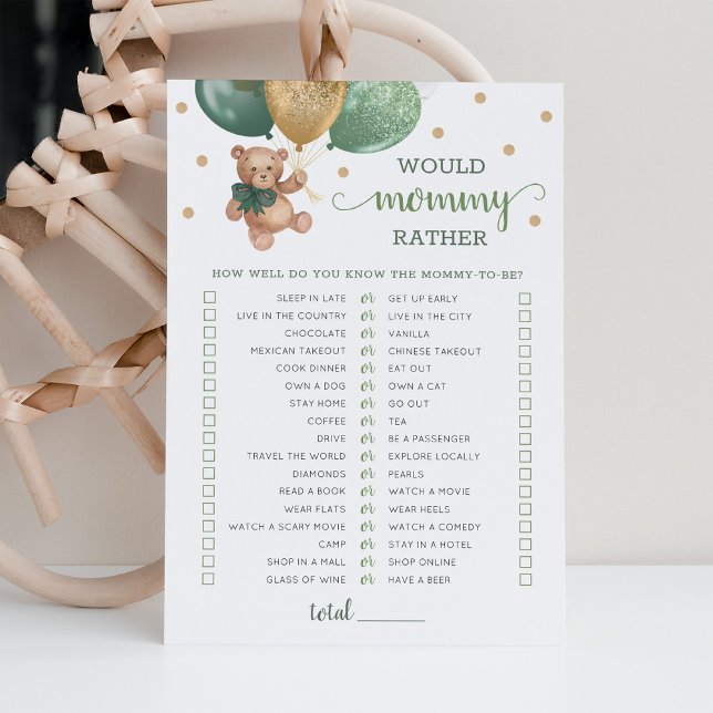 Would Mummy Rather Game Baby Shower Party Card (Creator Uploaded)