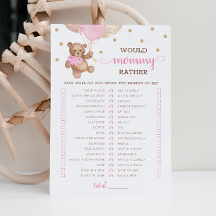 Would Mummy Rather Game Baby Shower Party Card