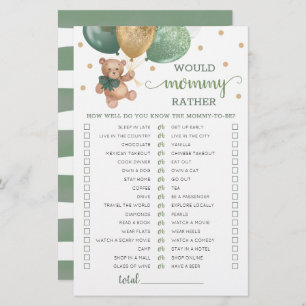 Would Mummy Rather Game Baby Shower Teddy Bear