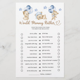 Would Mummy Rather Teddy Bear Boy Baby Shower 