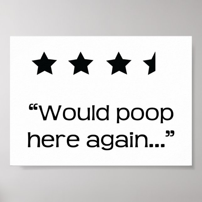 Would Poop Here Again 4 1/2 Stars Bathroom Poster (Front)