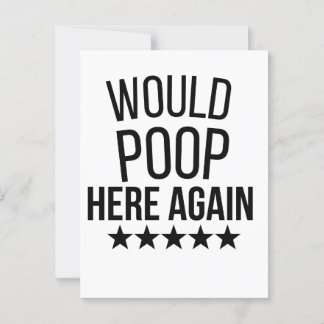 Would Poop Here Again FunnCustom-Cut Vinyl Sticker Postcard