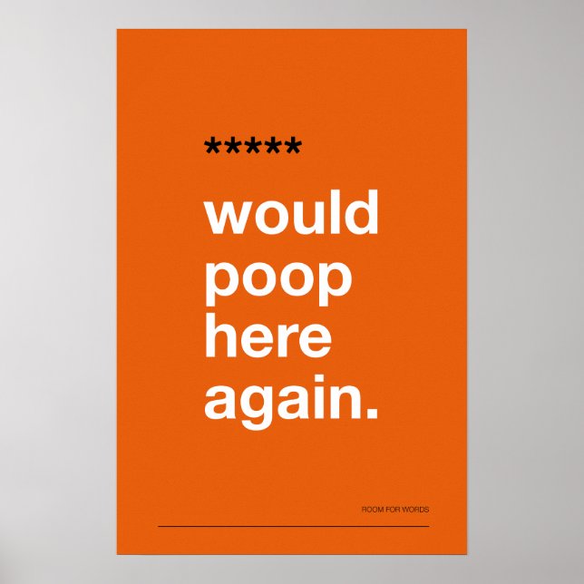 WOULD POOP HERE AGAIN – Funny Bathroom Poster (Front)