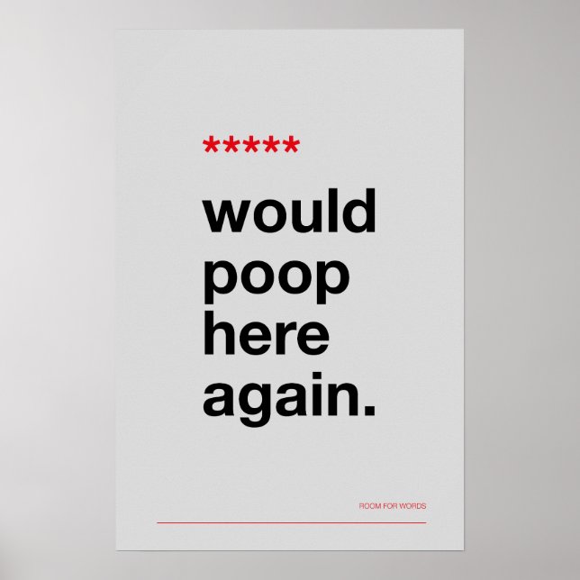WOULD POOP HERE AGAIN – Funny Bathroom Poster (Front)
