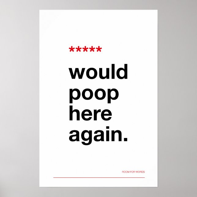 WOULD POOP HERE AGAIN – Funny Bathroom Poster (Front)
