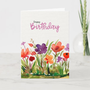 Would poppies and flowers Happy Birthday  Card