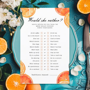 Would She Rather Aperol Spritz Bridal Shower Game