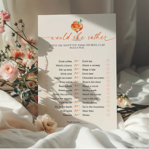 Would She Rather Aperol Spritz Bridal Shower Game 