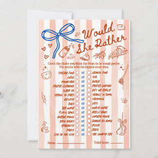 Would She Rather Baby Shower Game in Red Blue